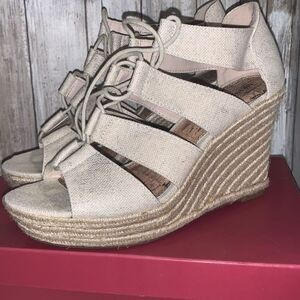 Merona Lace Up Espadrille Wedge Platform Sandals Size 9